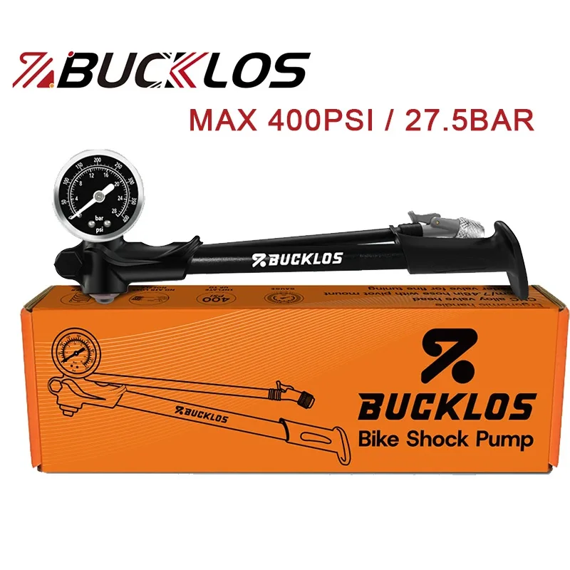 ปั๊มลมจักรยานแรงดันสูง BUCKLOS 400Psi พร้อมเกจวัด สำหรับโช้คอัพหน้าและหลัง จักรยานเสือภูเขา 1