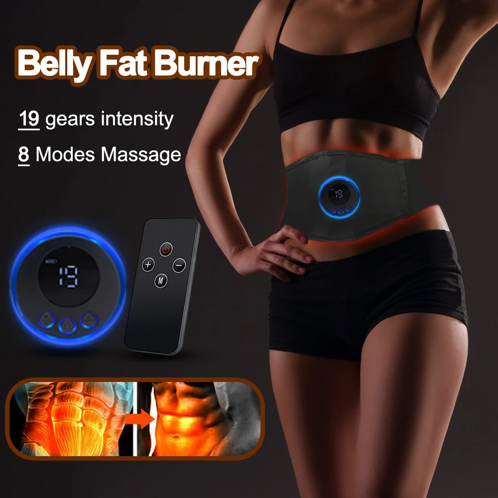 

EMS Abdominal Muscle Stimulator Belly Fat Burner Band Body Slimming Massager Fitness Training Arm Leg Waist Weight Loss Belt