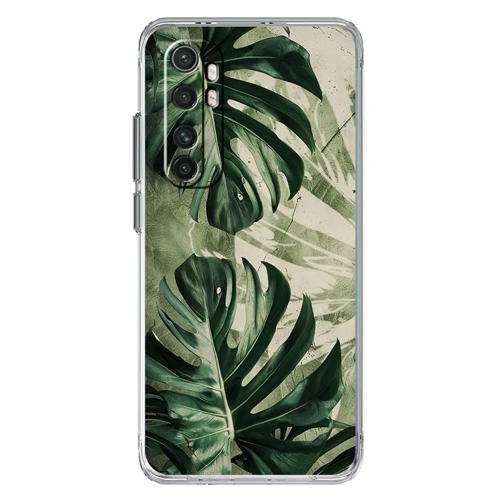 Clear TPU Phone Case with Monstera Green Leaf Design