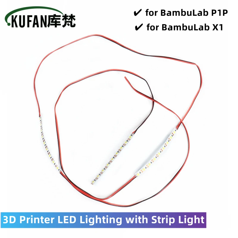 

KUFAN Bambu Lab LED Light Strip for BambuLab P1P P1 3D Printer Parts Light Belt 3D Printer LED Lighting Light with Strip Light