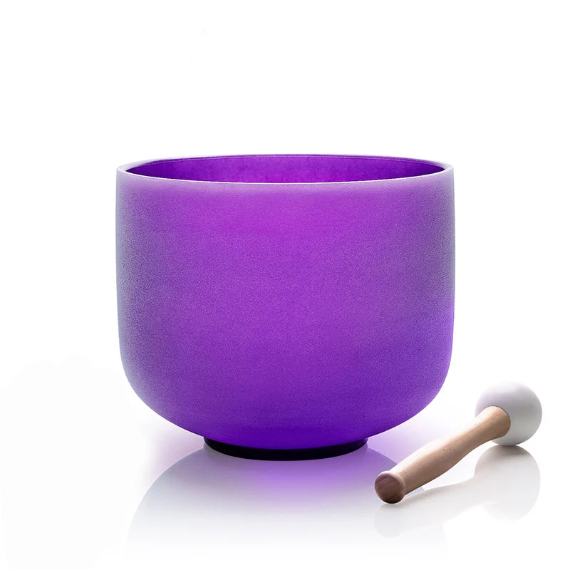 

Hye-eun 10 inch Crown Chakra Purple Color Frosted Quartz Crystal Singing Bowl B Note with Free mallet