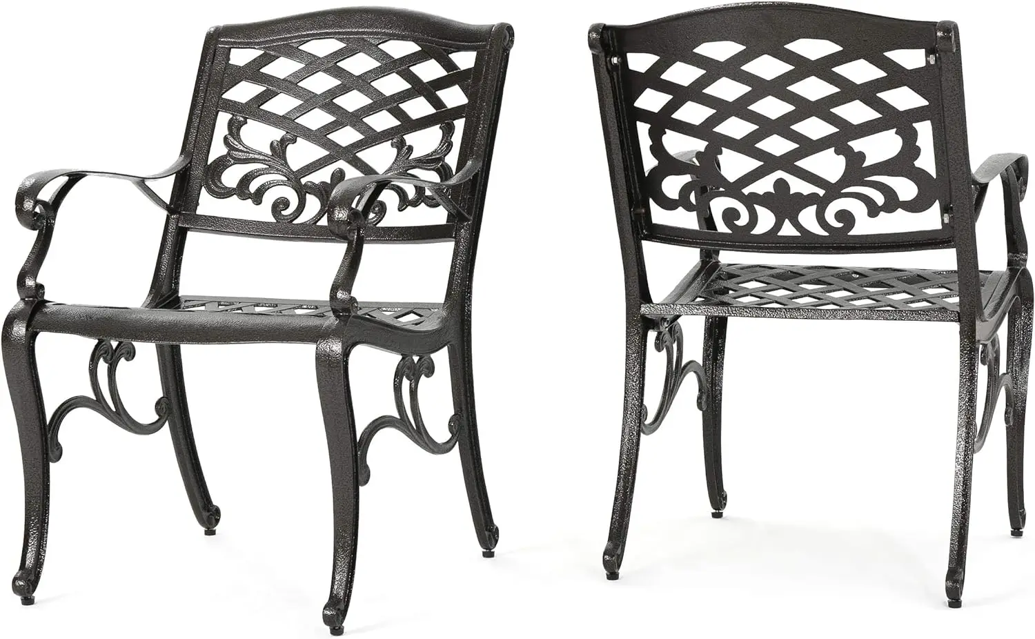 

Christopher Knight Home Sarasota Outdoor Cast Aluminum Outdoor Chairs, 2-Pcs Set, Hammered Bronze