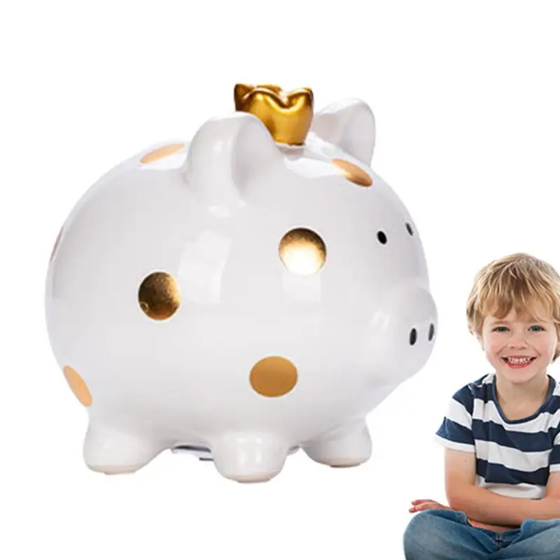 

Atm Pig Bank Ceramic Crown Pig Bank For Boys Girls Safe Coin Banks Money Saving Box Cute Kids Room Deck Decor For Raise Your