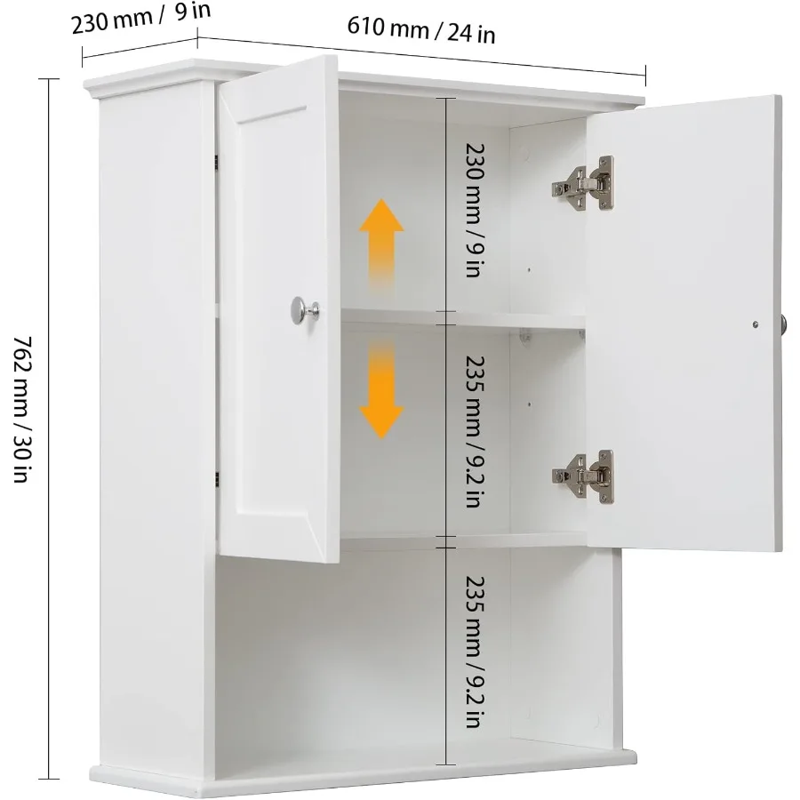 White Bathroom Wall Cabinet Over The Toilet Storage Cabinet 24x30 Inch Wood Medicine Cabinets Wall Mounted Bathroom Cabinet 2