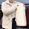 Thiened Lamb Velvet Jaet for Middle-Aged Women Winter ort Coat Fluffy Inner Design Windproof Long Sve Pure Color