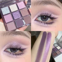 9 Colors Eyeshadow Palette Purple Berry Color Tone Pearly Matte Shimmer Glitter Sequins Finish Smokey Eyeshadow Makeup Palette 1