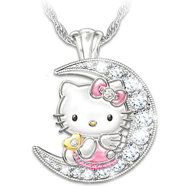 Sanrio Hello Kitty Necklace- 18- inch Silver Plated Necklace with Crystal  Hello Kitty Pendant- Hello Kitty Jewelry for Women - Walmart.com