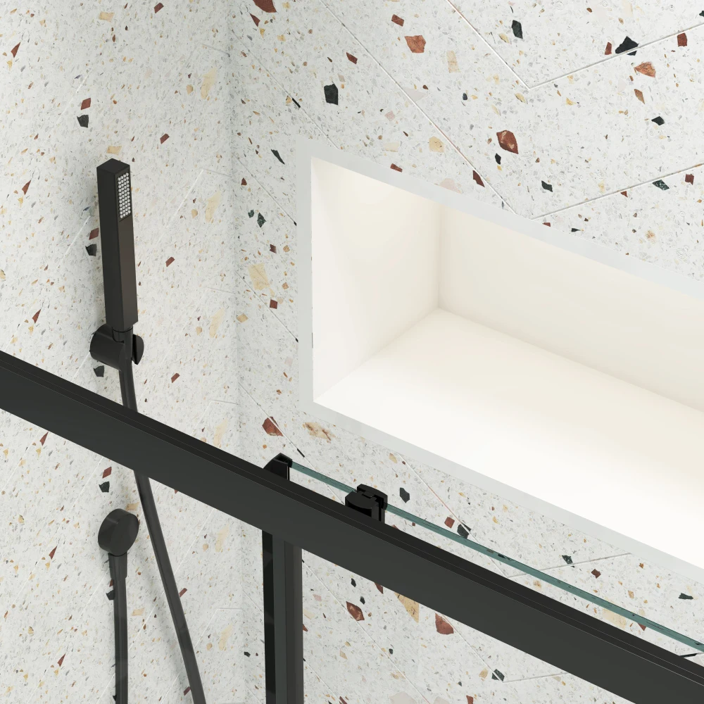 44"-48"W x 72"H sliding shower door, sliding door, with 1/4" tempered glass and Matted Black finish 4872 4
