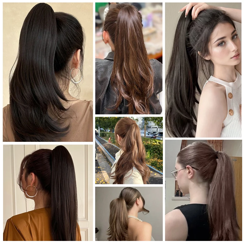 Synthetic Hair Ponytail Extensions Wig Natural Wave Claw Clip Ponytail Hairpiece High Layered Ponytail for Women Daily Party Use