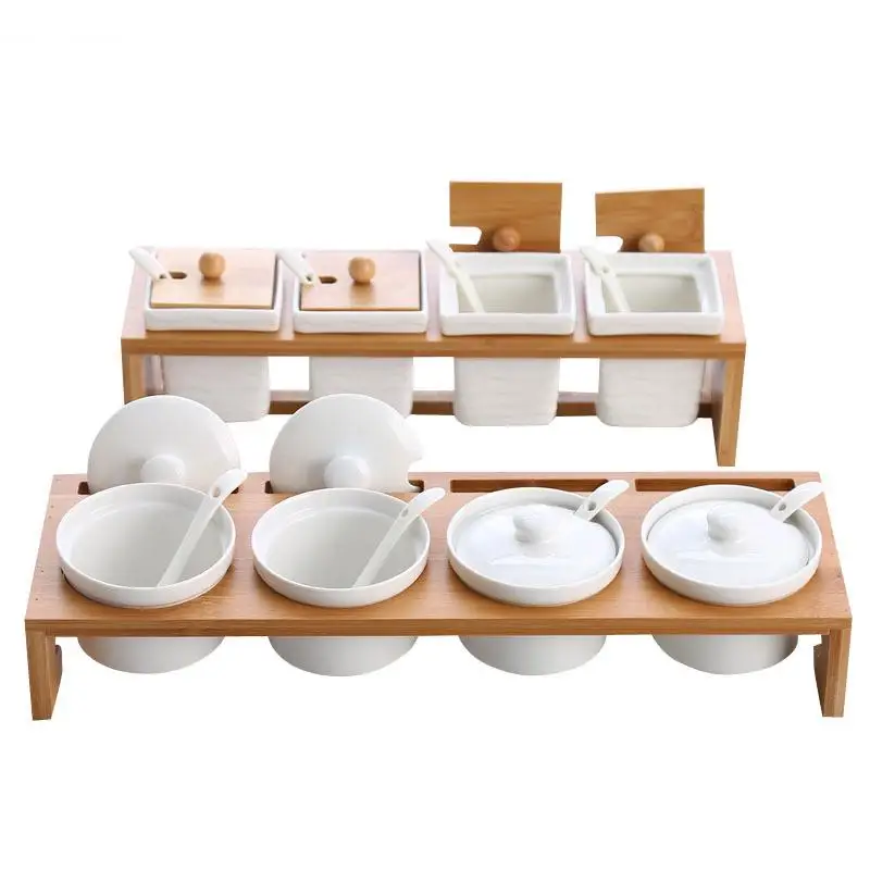 Ceramic Jar Seasoning Box Set Seasoning Box Salt Shaker Pepper with Lid Household Kitchen Organiser Supplie Mason Jars