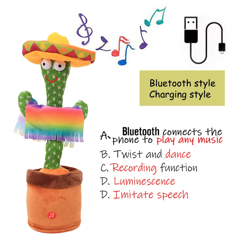 2022 Dancing Cactus Speak Electronic Plush Toys Twisting Singing Dancer Talking Novelty Funny Music Christmas Gifts Bluetooth 