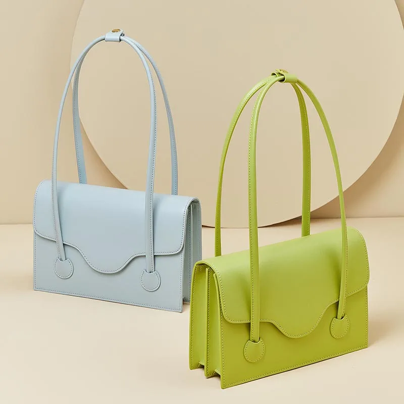 

Genuine Leather Handbags 2024 Spring New Women's Single Shoulder Portable Envelope Bag Fashion All-Match Underarm Bag