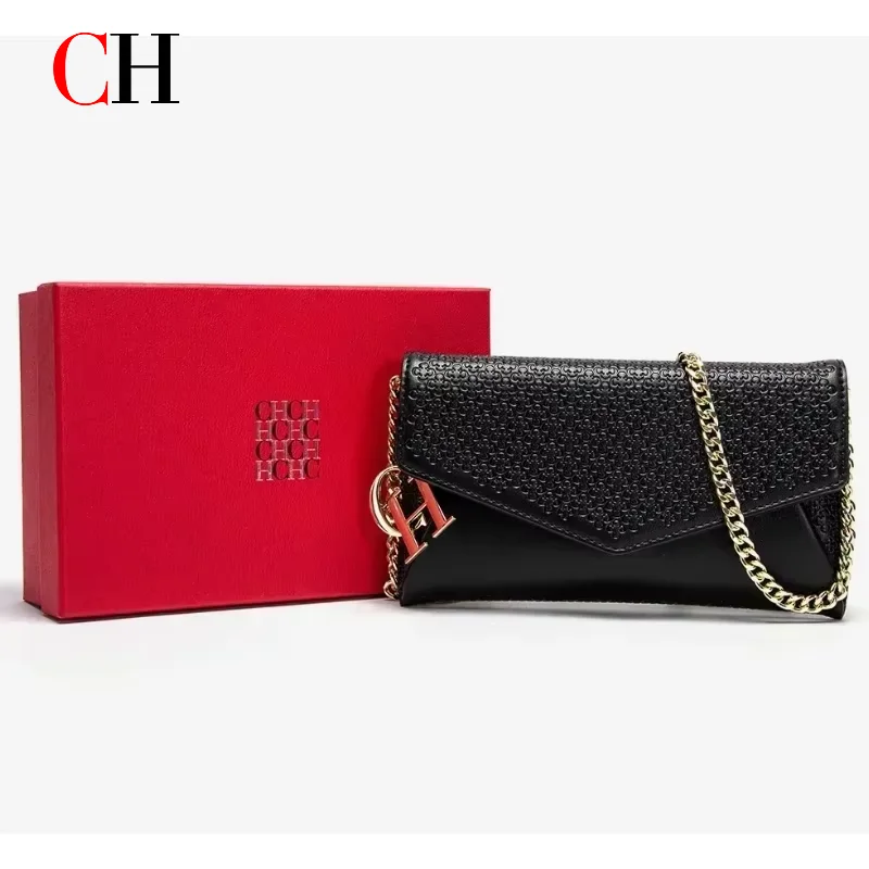 CH Vintage Letter Hardware Envelope Bag Ladies Removable Chain Shoulder Crossbody Handbag Party Evening Bag Comes With Gift Box 1