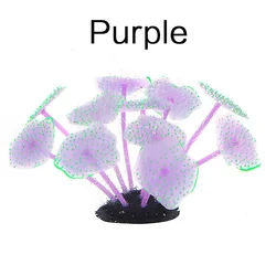 Vibrant Silicone Coral Ornament for Aquariums - Decorative Aquatic Plant with Suction Base (Purple)