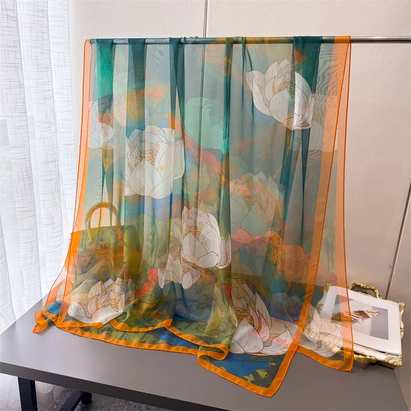 Nuovo 185*120 cm Donne Sottile Grande Sciarpa Primavera Autunno Estate Elegante Viaggio Wrap Morbido Stampa Scialle Lungo Echarpe Hijab 2025 Bandane 2