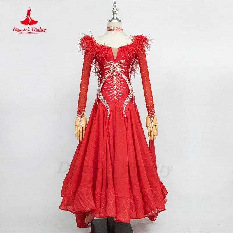 Girl Dance Costume Modern Dance Competition Dress Waltz Performance Large Swing National Standard Social Ballroom