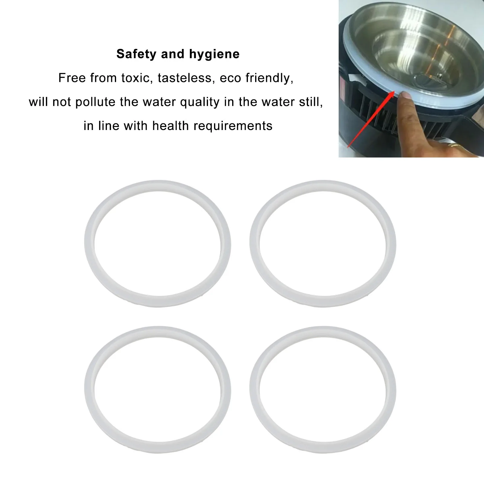 4PCS Water Distiller Sealing Ring Silicone Heat Resistance Water Distiller Gaskets Parts for Replacement (4L