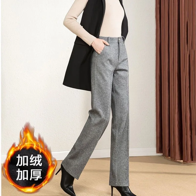 SRUBY Women Pants Trousers High Waist Fold Pleated Tailored Pants Fashion  Casual Loose Wide Leg Straight Suit Pants Trousers - AliExpress