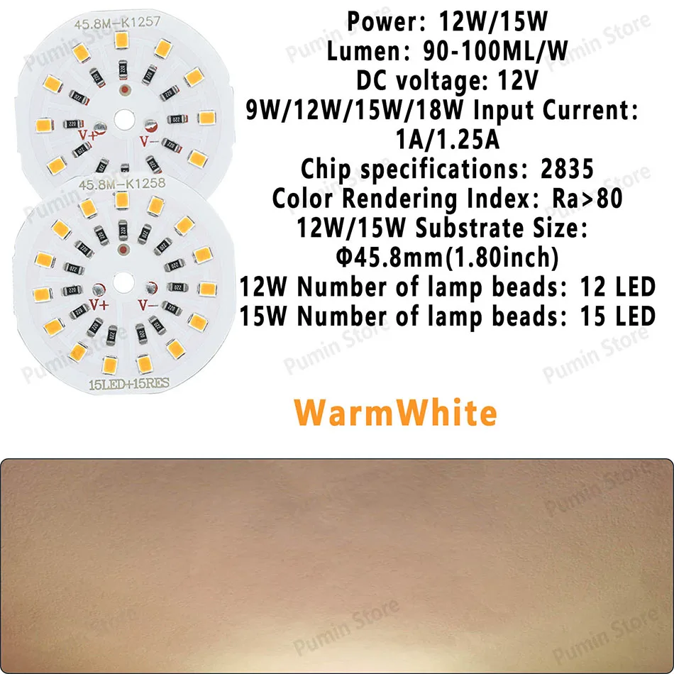 Description Picture 3 of item10pcs LED 2835 Lamp Bead DC12V 17W 21W LED Bulb Lamp Circular Warm White For Mobile Light Accessory Light Board