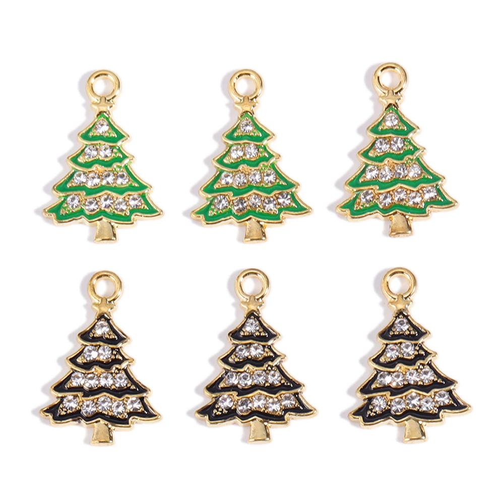 10 Stück schöne grüne Weihnachtsbaum Emaille Legierung Anhänger für Weihnachtsfeier Schmuck Ohrringe Halskette DIY handgemachten Schmuck Handwerk