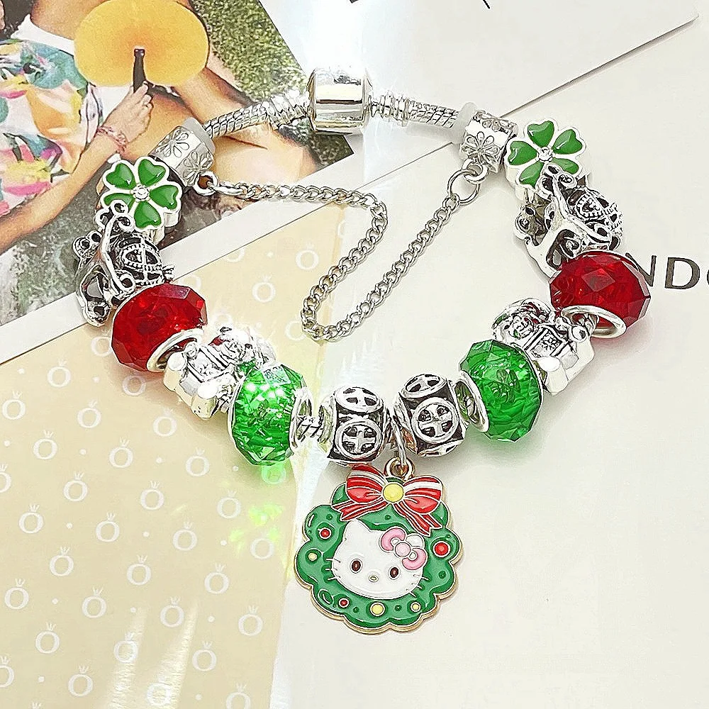 Kawaii Sanrio Bracelet Hello Kitty Kuromi My Melody Cartoon Anime Beads Bracelet Jewelry Accessories Cute Girls Christmas Gift