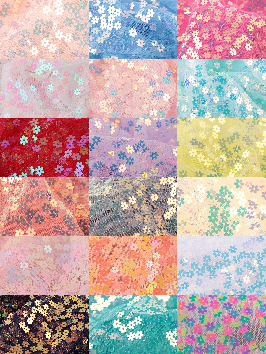 Wedding Decoration Small Plum Blossom Sequin Fabric Me Netting Baund ooting Stage Costume Material Home Sponge Pad