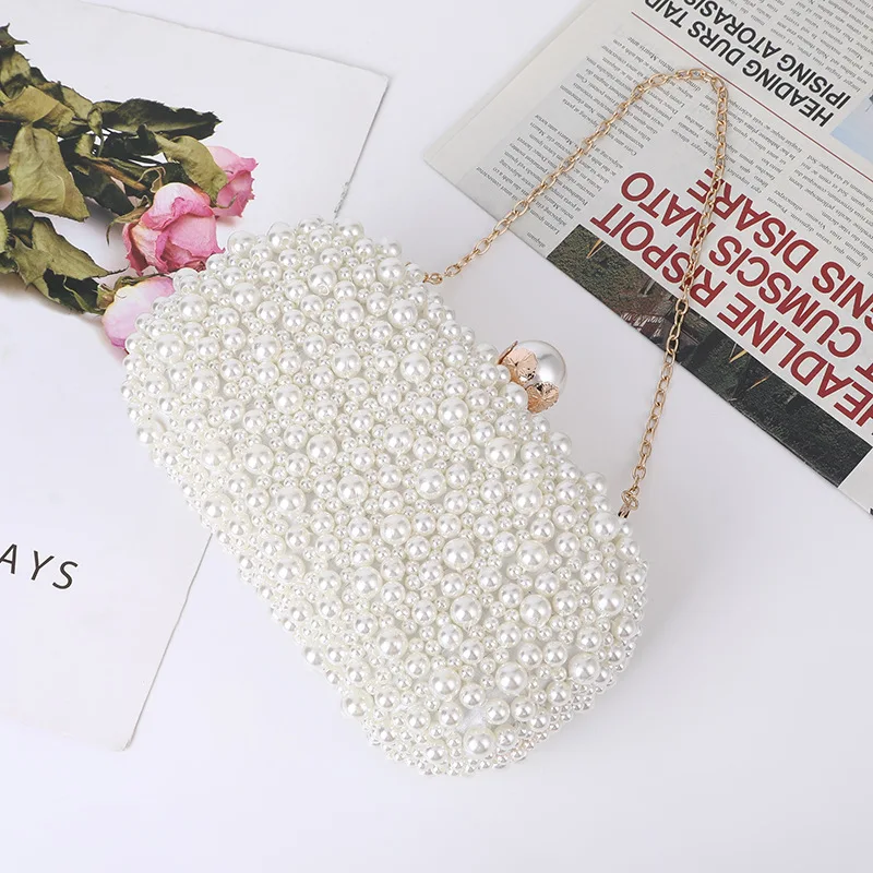 

Evening Wedding Clutch Handbag Pearl Bag Dress Dinner Bag Small Purse Bridesmaid Handbag White Party gift package