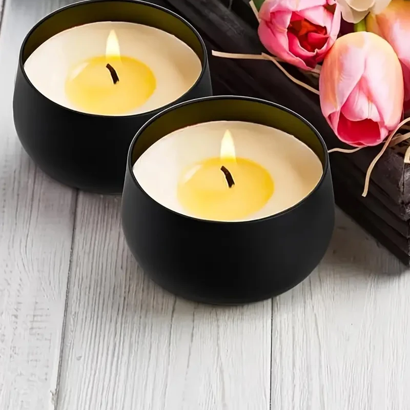 1 Pc 4 Ounce Empty Metal Candle Tins With Lid Containers Set Black Candle Jar For Diy Making Supplies Tin