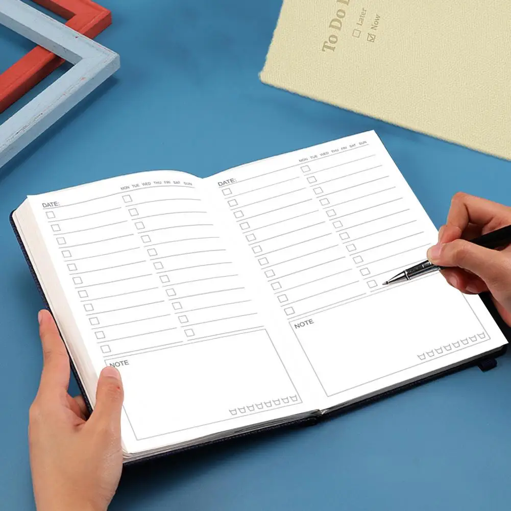 To-do List Planner Time Management A5 Planner with Hardcover Elastic Band Ribbon Bookmark for Students No Bleed Thick Paper