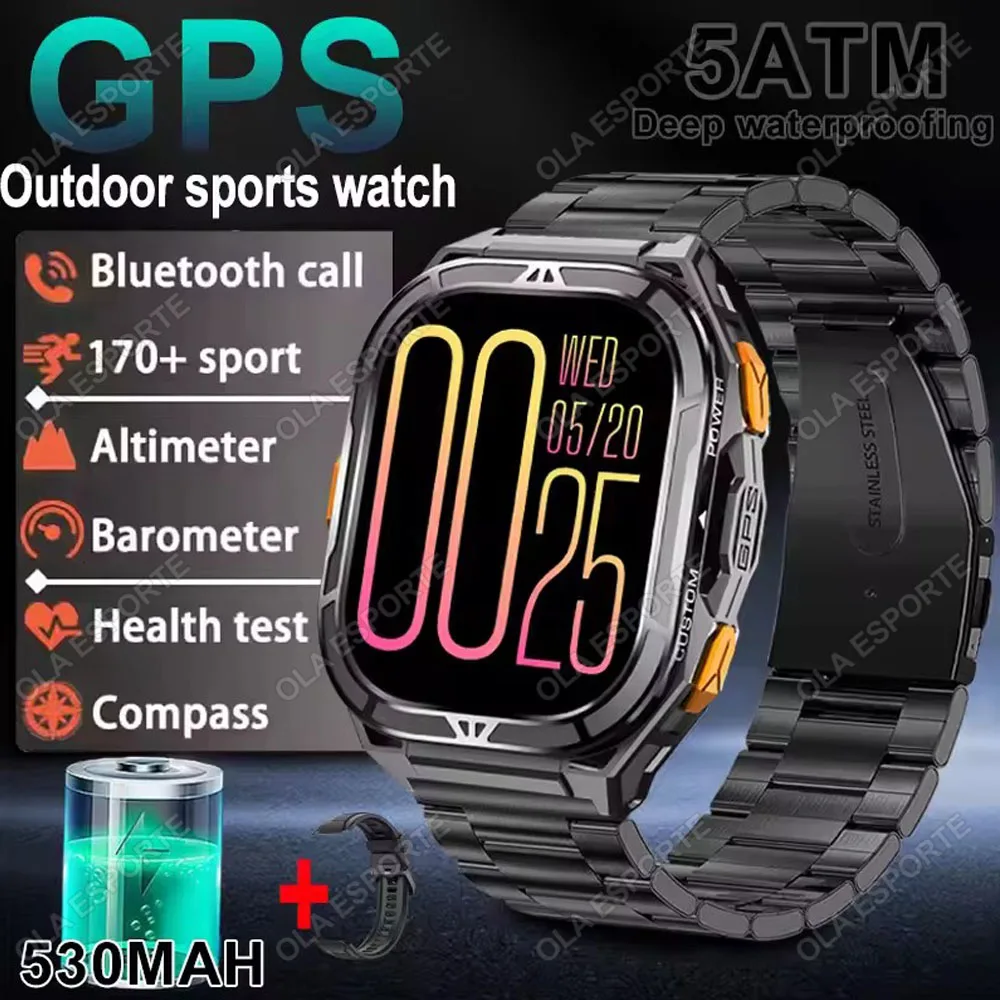 ตัวเลือกสินค้า สมาร์ทวอทช์กันน้ำ 5ATM พร้อม GPS ดูอัลแบนด์ เข็มทิศสำหรับกีฬา