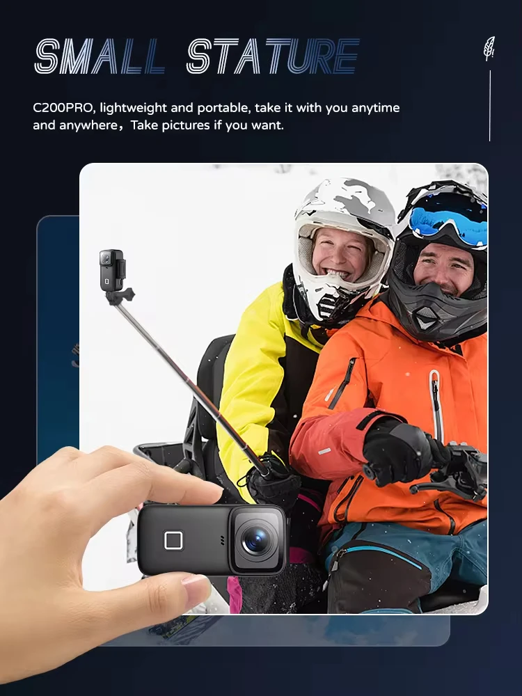 SJCAM C200 Pro 4K Action Camera with Portable Body 5M Waterproof FHD 6-Axis GYRO Video Body 5G WiFi Night Vision Sports DV 6