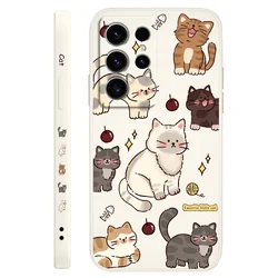Adorable Cat Design Phone Case Cover for Galaxy Note 20 Ultra (White)