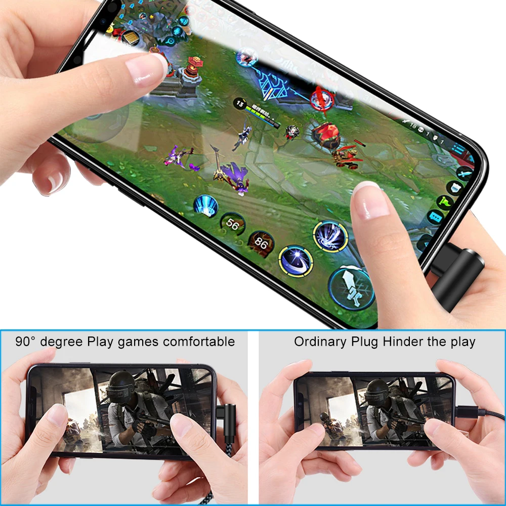USB A to Lightning Fast Charging 90-Degree Cable - Premium Phone Accessory