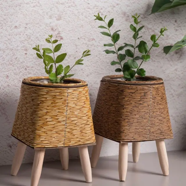 Creative Rattan Woven Flower Pot with Removable Legs 4