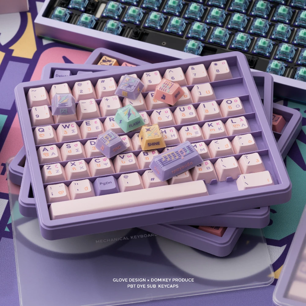 Luva Domikey Unicorn Tema Keycap Grupo Pbt Custom Cute Keyboard Cap Perfil Cereja Acessórios Teclado Mecânico - Imagem 5