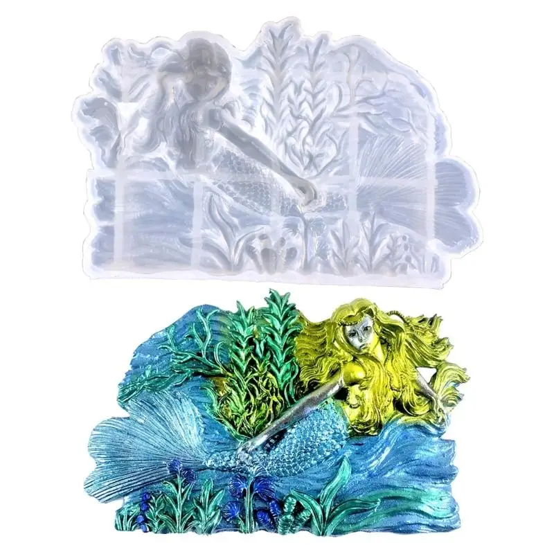 

3D Mermaid Silicone Mold,DIY Sea Resin Mold for Epoxy Casting Wall Hangings,Bedroom Decor,Art Craft,Home Decoration