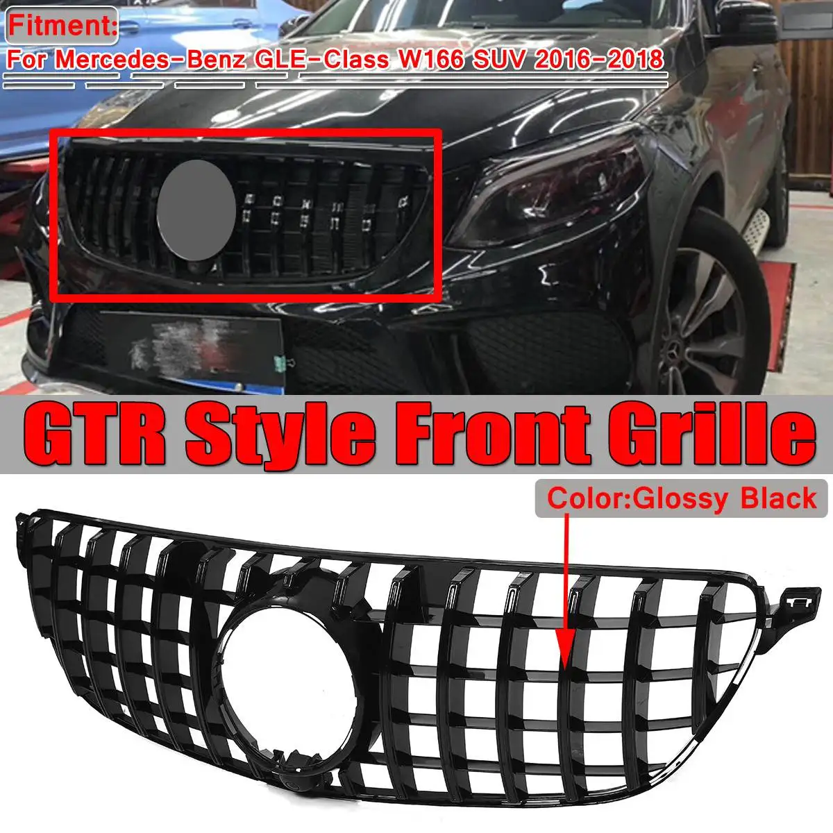 

W166 Car Front Bumper Grille Grill For Mercedes For Benz GLE-Class W166 SUV 2016-2018 Front Bumper Radiator Mesh Racing Grills