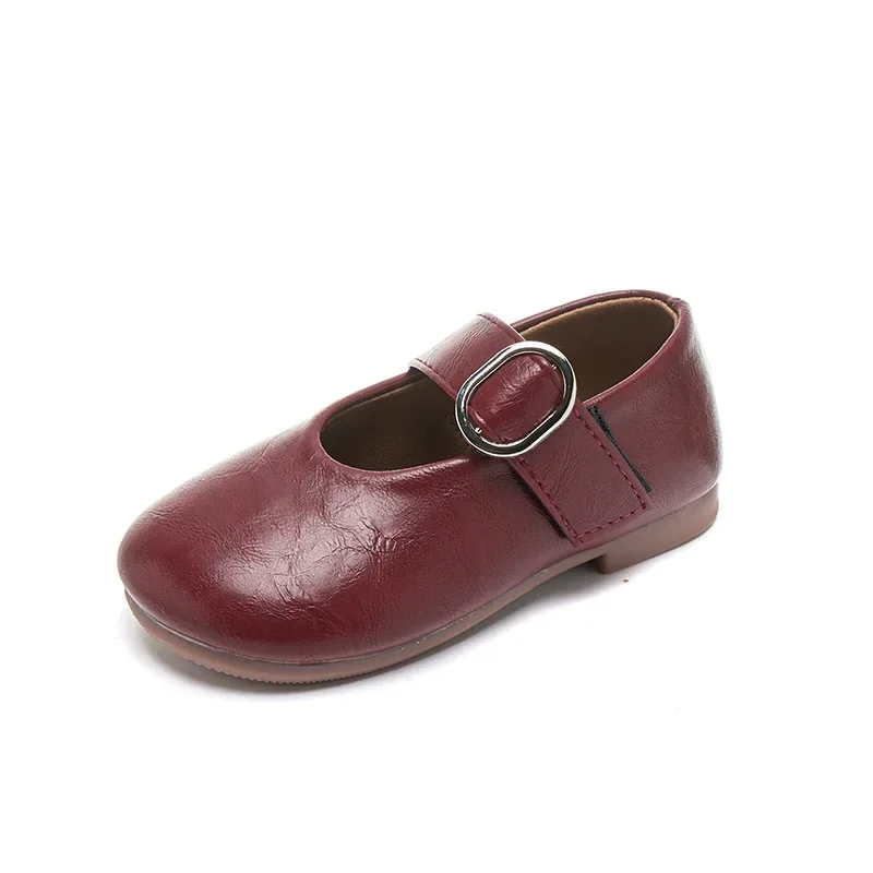 Children Princess Shoes Korean Style Versatile Kids Flat Shoes Retro 2025 Brand New Girls Leather Shoes Casual Soft Comfortable