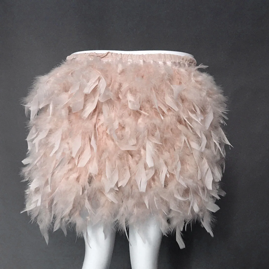 Real Feather Short Skirt for Women, Ostrich Feather, Royal