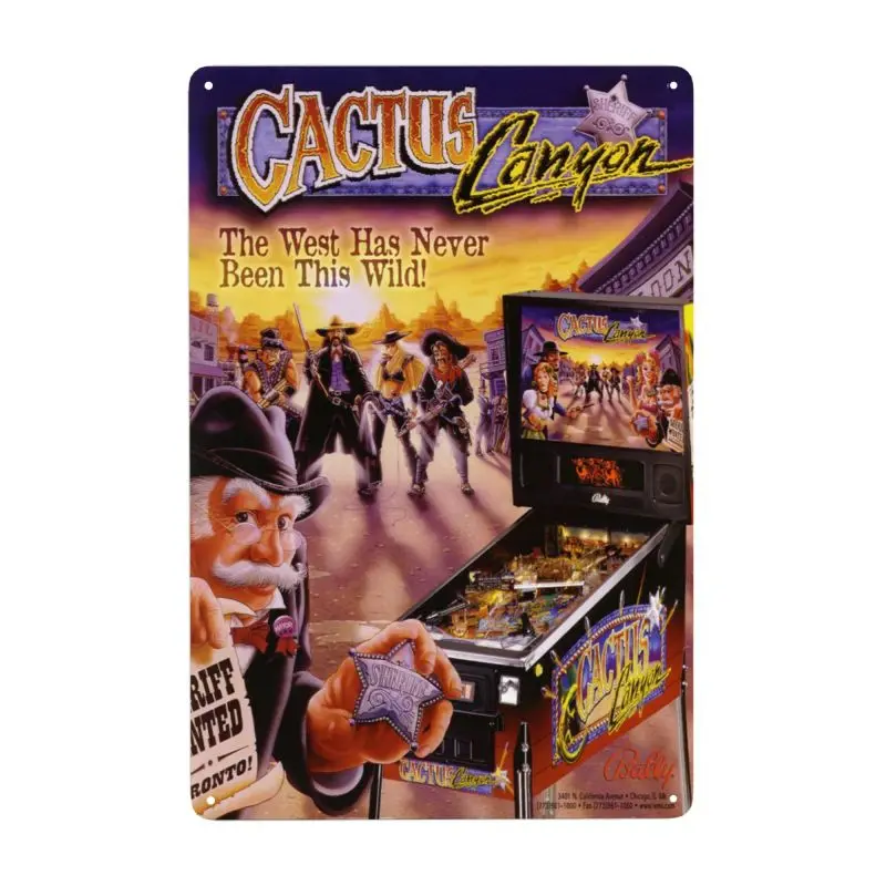 Bally Cactus Canyon 1999 Original Nos Flipper Arcade Game Flipper Machine Flyer Metal Tin Sign Poster Wall Platform Artist Home
