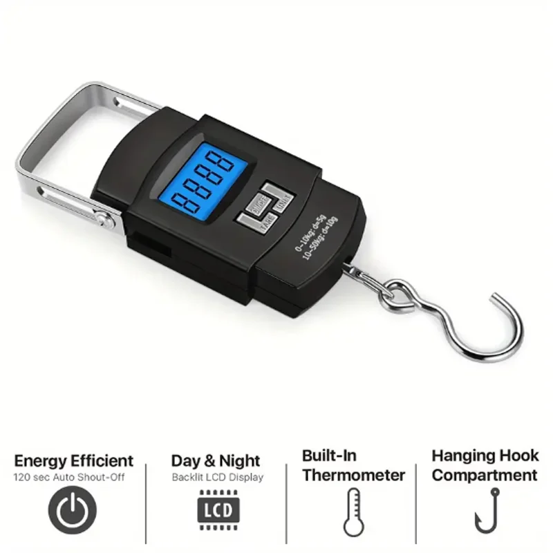 50kg/10g USB Rechargeable Digital Hanging Scale 6