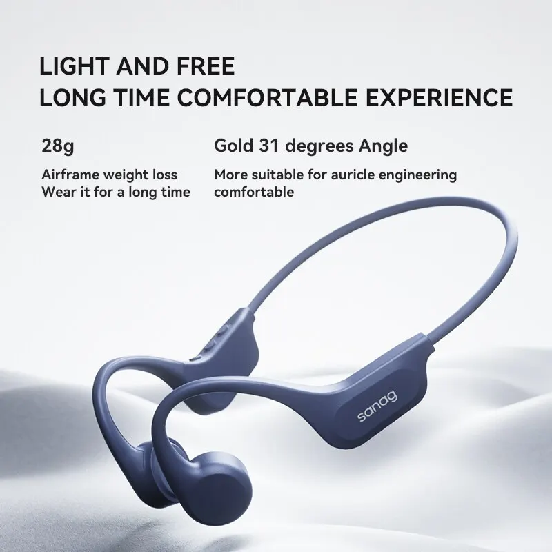 Sanag B60 Pro Bone Conduction Earphone IPX8 Wireless Open Headset Bluetooth 5.3 Swimming Bluetooth Headphones 64GB MP3 Earbuds images - 6