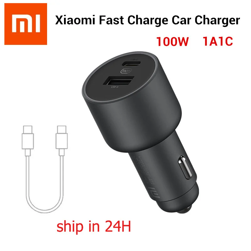 Original Xiaomi 100W Car Charger Dual USB Quick Charge Mi Car Charger