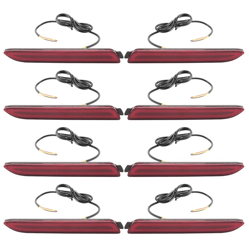 

8X LED Bumper Reflector Bright Red Lens Brake Lights For Toyota Camry 2006-2014