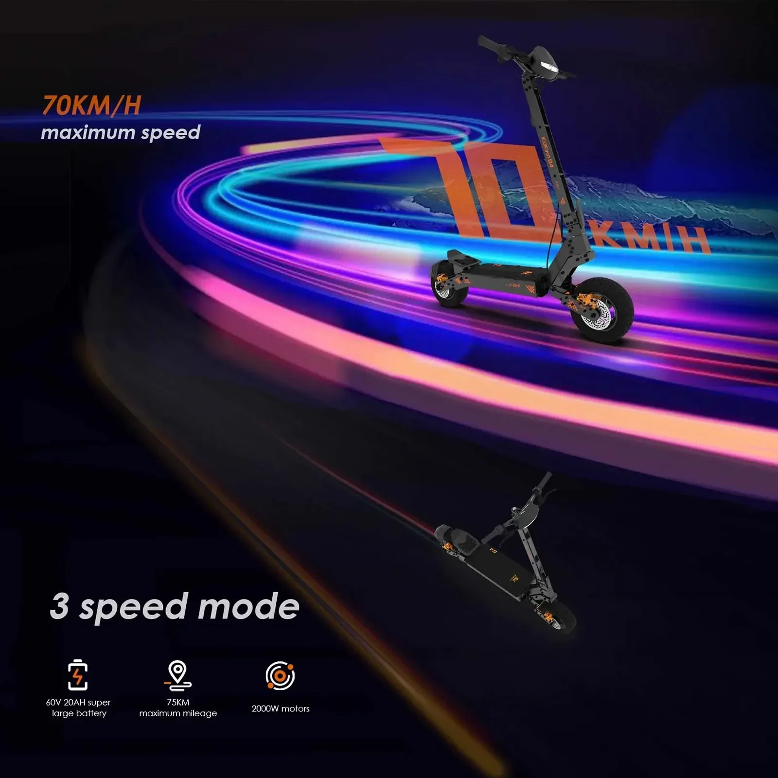 kukirin G4 high quality 2000w motor 60v20ah battery electric scooter LED display top speed 70km/h 11 inch tires foldable scooter