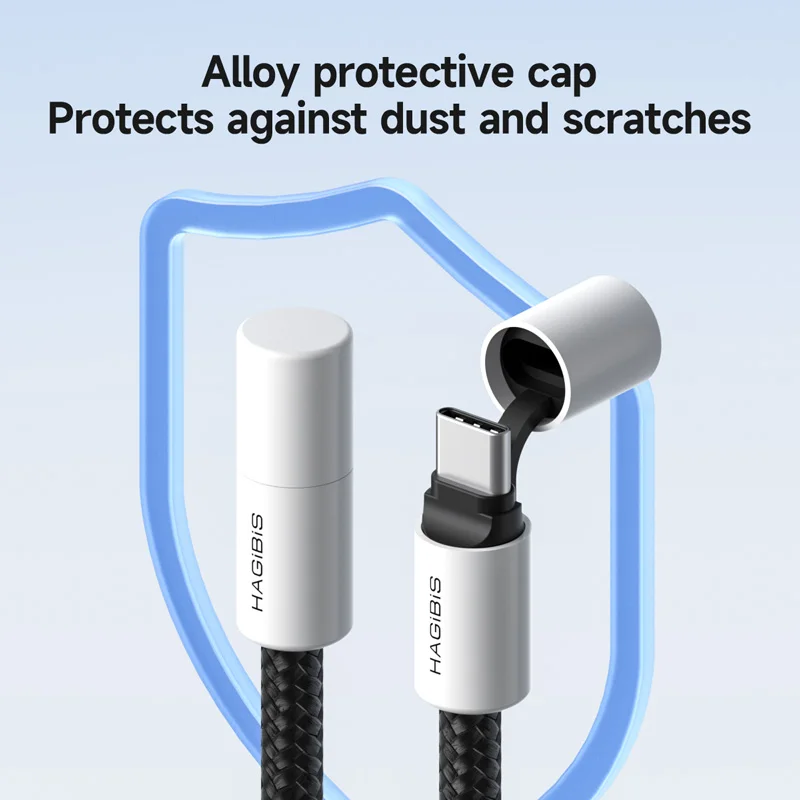 Hagibis USB C to USB C Cable With Protective Cap 240W Type C Cable PD 3.1 Fast Charging Cord for iPhone 16/17 Macbook Pro iPad