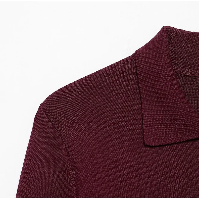 _ Women Skirts 2 Piece Set Burgundy Knitted Lapel Long Sleeve Button Cardigans Pleat High Waist A-line Skirt 2025 Lady Outfits