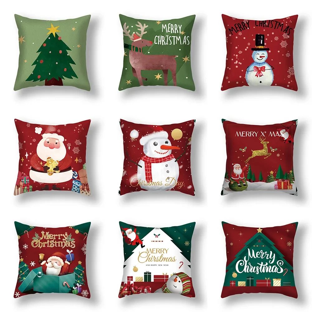 

Merry Christmas Cushion Cover Cartoon Cute Printing Snowman Winter Pillowcase Home Sofa Decor 45x45cm Pillow Cover 2024 F1888