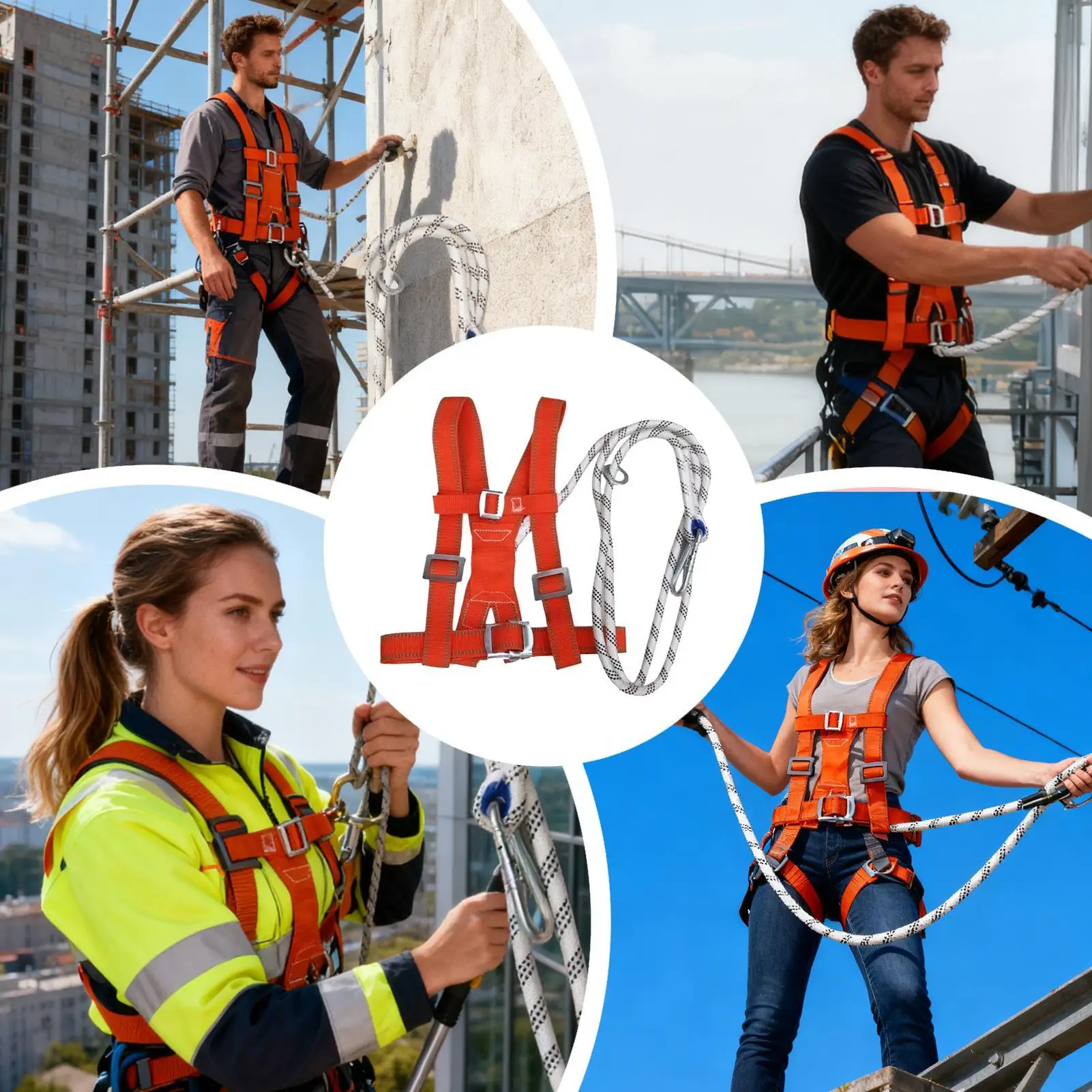 Roofing Safety Harness Adjustable Security Equipment Construction Site Body Safety Harness for Men Beginners Professionals - 5