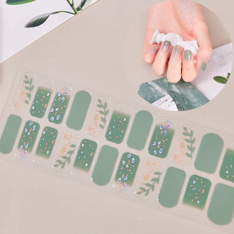 Semi Cured Gel Nails Art Stickers Fashion Solid Color Manicure Decal UV LED Lamp Gel Nail Decals Nail Sticker Decoration